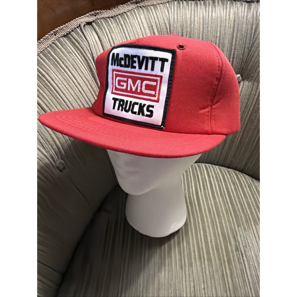 Vintage 1980s GMC Trucker Hat. McDevitt GMC. Black Adjustable.